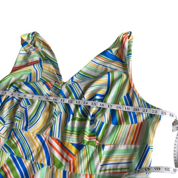 Maggy London Striped Twist Strap Midaxi Dress Sz 22W Colorful Artsy - Picture 11 of 13